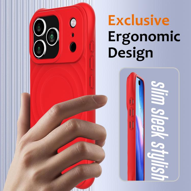 For iPhone 17 Pro Max Wave Texture MagSafe Magnetic Liquid Silicone Phone Case