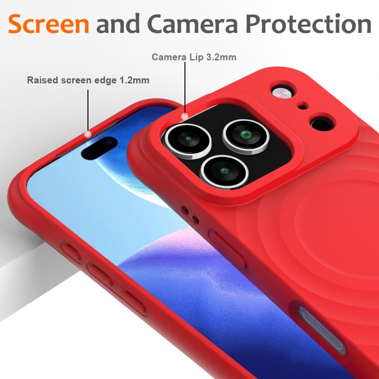 For iPhone 17 Pro Max Wave Texture MagSafe Magnetic Liquid Silicone Phone Case