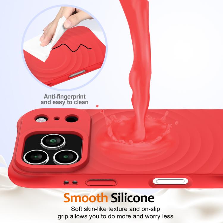For iPhone 17 Pro Max Wave Texture MagSafe Magnetic Liquid Silicone Phone Case