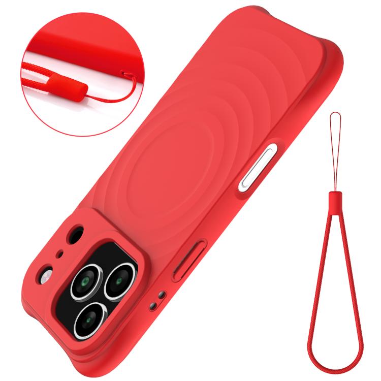 For iPhone 17 Pro Max Wave Texture MagSafe Magnetic Liquid Silicone Phone Case