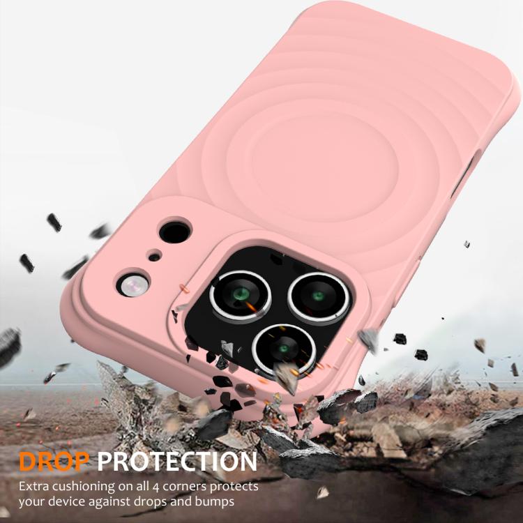 For iPhone 17 Pro Max Wave Texture MagSafe Magnetic Liquid Silicone Phone Case