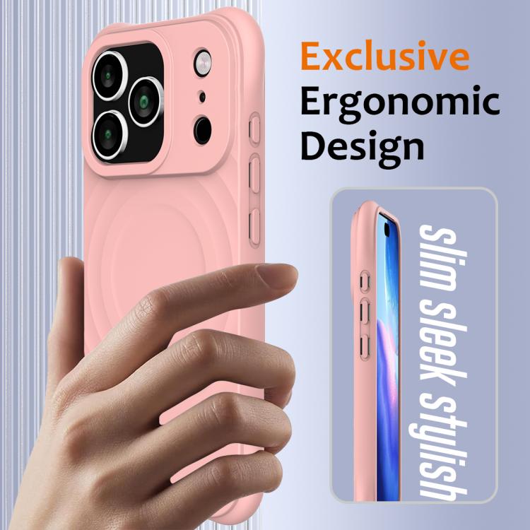 For iPhone 17 Pro Max Wave Texture MagSafe Magnetic Liquid Silicone Phone Case