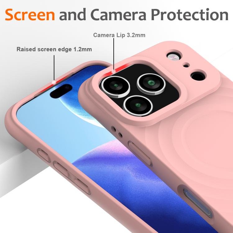 For iPhone 17 Pro Max Wave Texture MagSafe Magnetic Liquid Silicone Phone Case