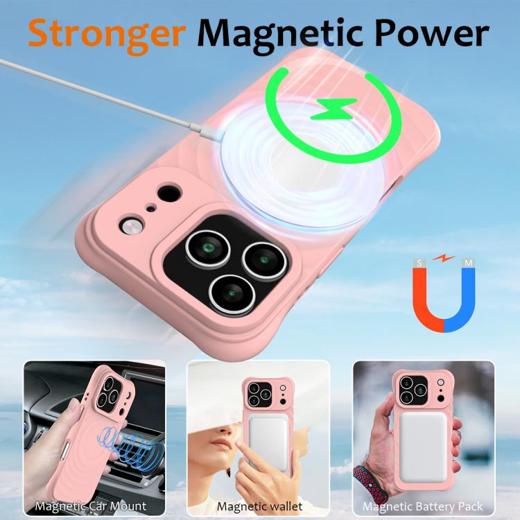 For iPhone 17 Pro Max Wave Texture MagSafe Magnetic Liquid Silicone Phone Case