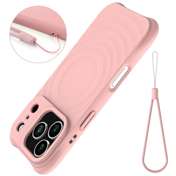 For iPhone 17 Pro Max Wave Texture MagSafe Magnetic Liquid Silicone Phone Case