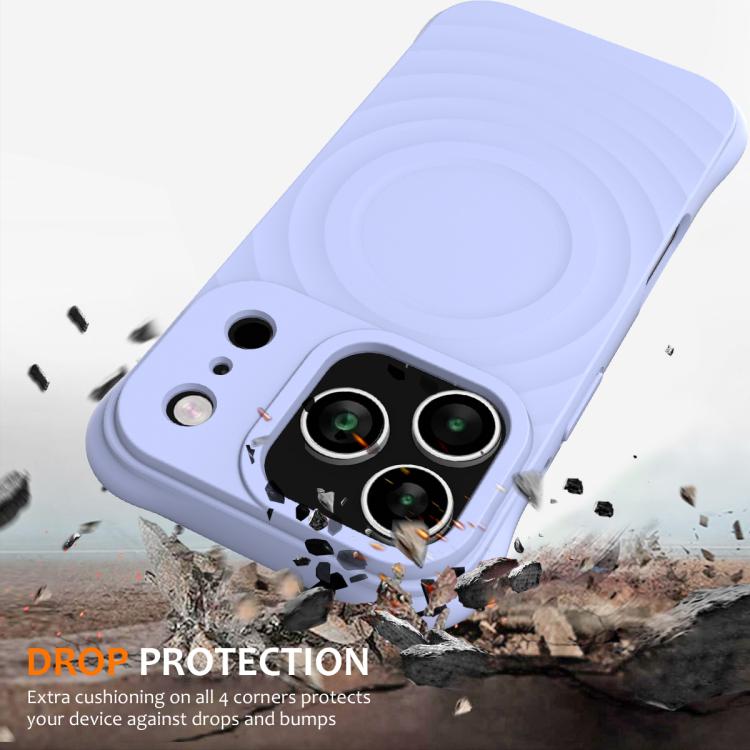 For iPhone 17 Pro Max Wave Texture MagSafe Magnetic Liquid Silicone Phone Case