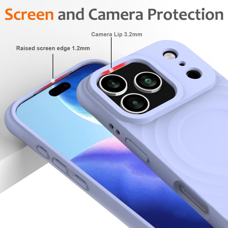 For iPhone 17 Pro Max Wave Texture MagSafe Magnetic Liquid Silicone Phone Case