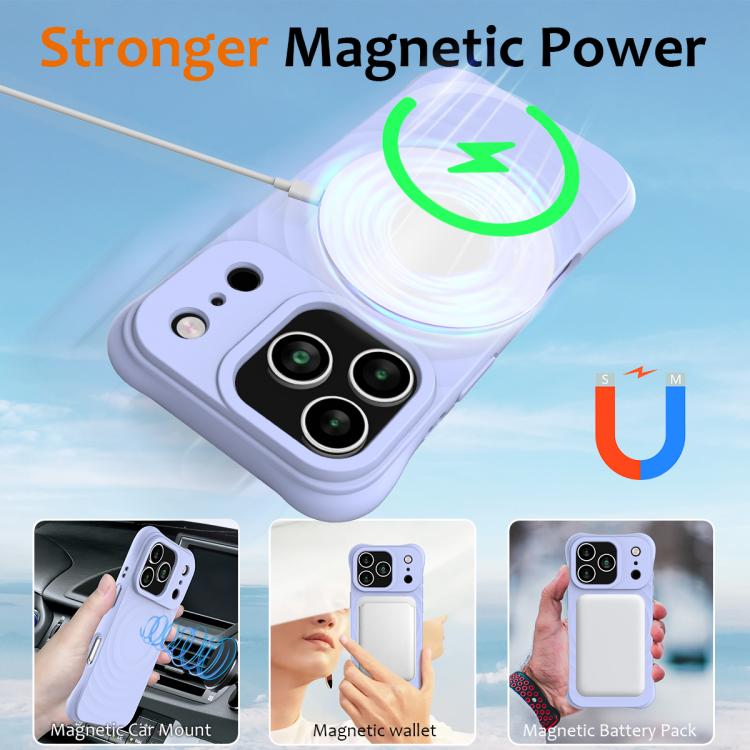For iPhone 17 Pro Max Wave Texture MagSafe Magnetic Liquid Silicone Phone Case