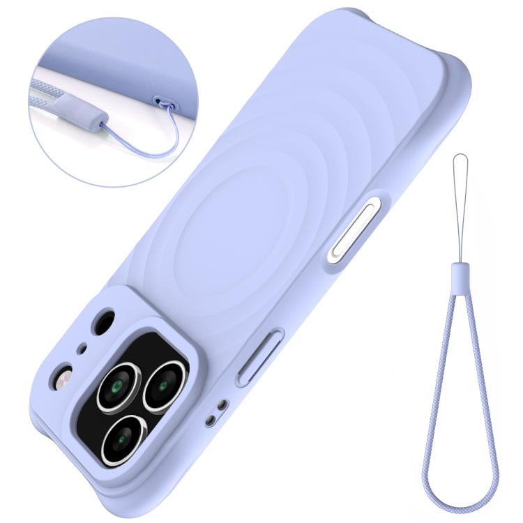 For iPhone 17 Pro Max Wave Texture MagSafe Magnetic Liquid Silicone Phone Case