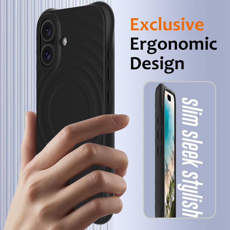 For iPhone 17 Wave Texture MagSafe Magnetic Liquid Silicone Phone Case