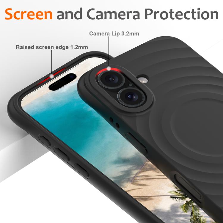 For iPhone 17 Wave Texture MagSafe Magnetic Liquid Silicone Phone Case