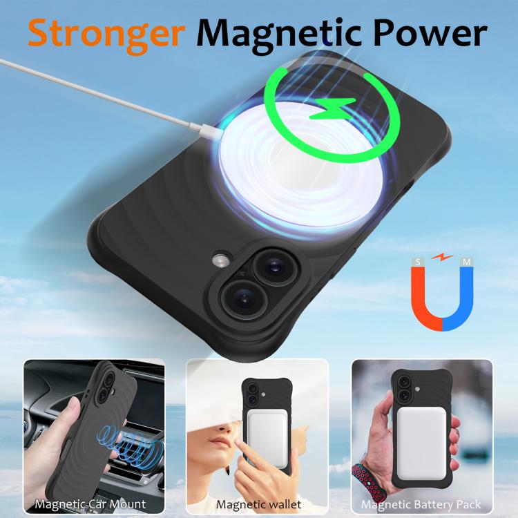 For iPhone 17 Wave Texture MagSafe Magnetic Liquid Silicone Phone Case