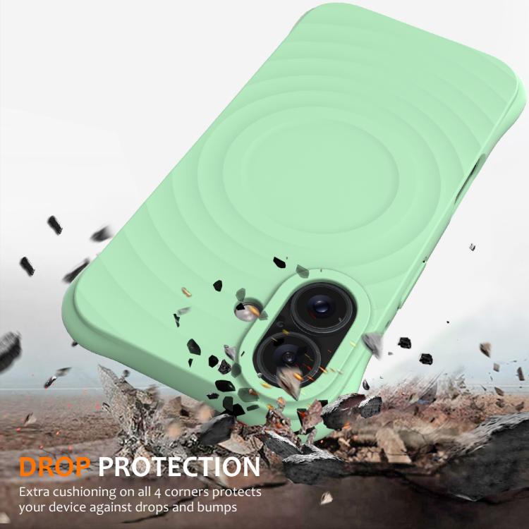 For iPhone 17 Wave Texture MagSafe Magnetic Liquid Silicone Phone Case