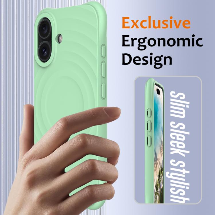 For iPhone 17 Wave Texture MagSafe Magnetic Liquid Silicone Phone Case