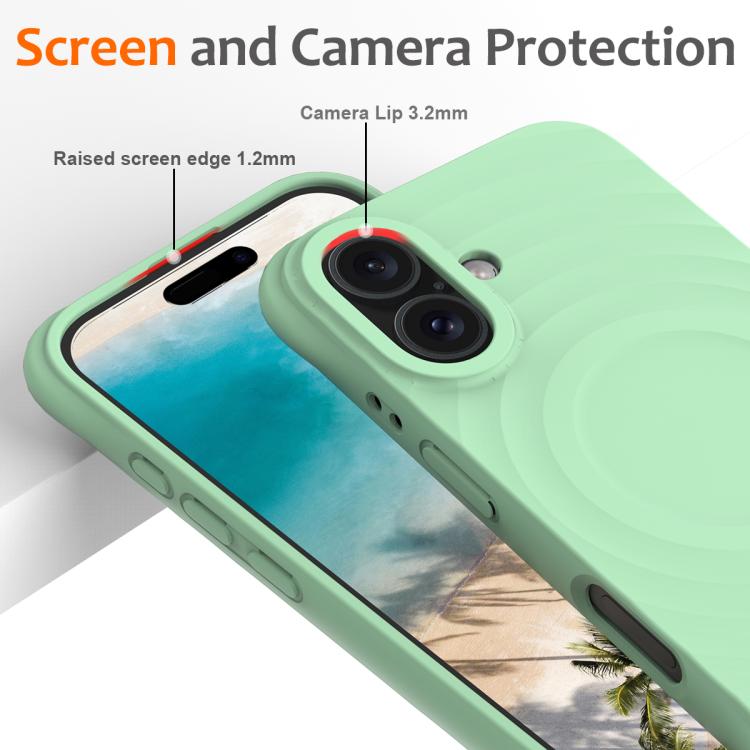 For iPhone 17 Wave Texture MagSafe Magnetic Liquid Silicone Phone Case