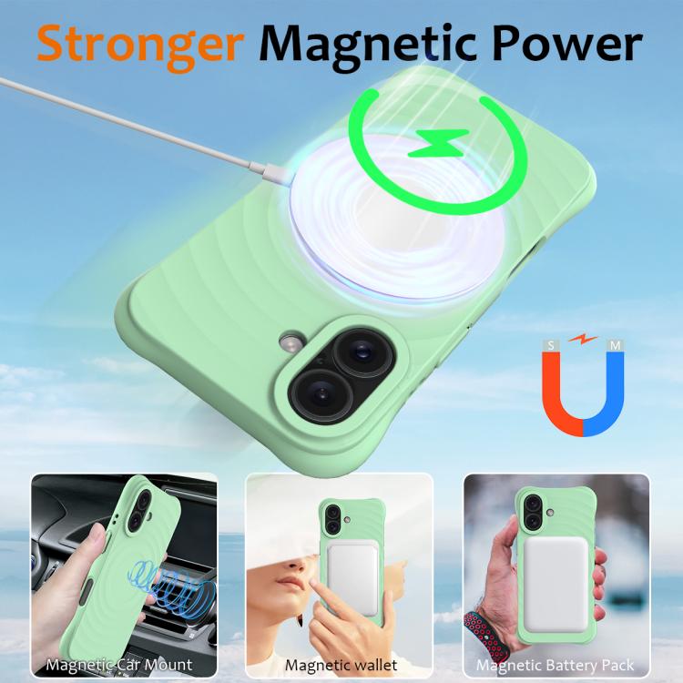 For iPhone 17 Wave Texture MagSafe Magnetic Liquid Silicone Phone Case