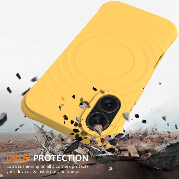 For iPhone 17 Wave Texture MagSafe Magnetic Liquid Silicone Phone Case