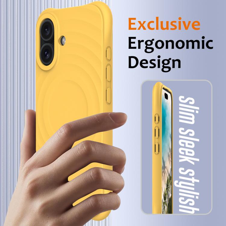 For iPhone 17 Wave Texture MagSafe Magnetic Liquid Silicone Phone Case