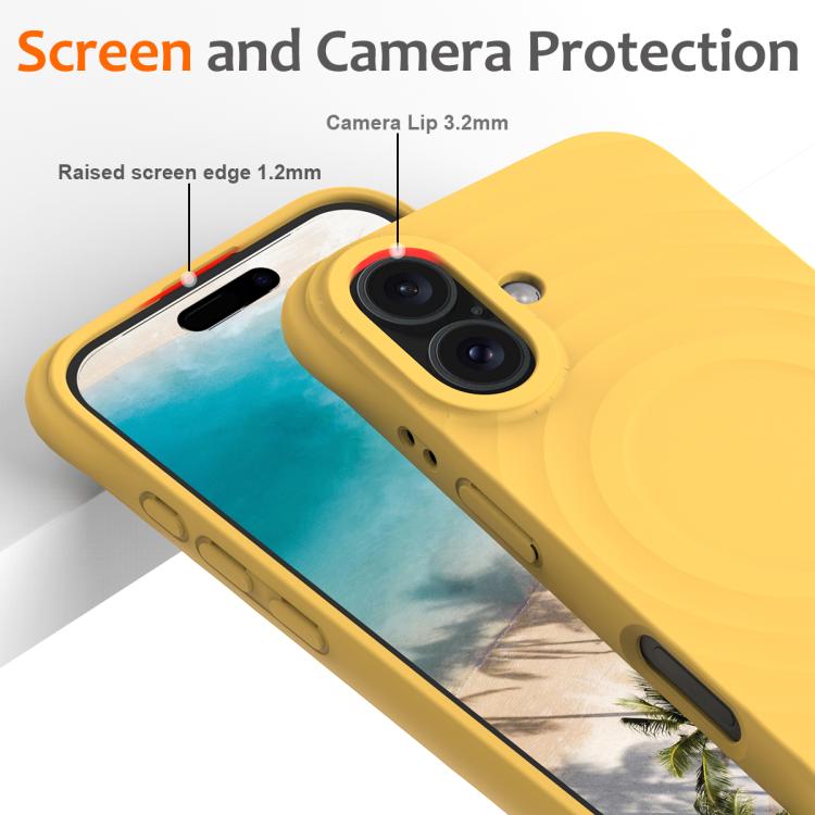 For iPhone 17 Wave Texture MagSafe Magnetic Liquid Silicone Phone Case