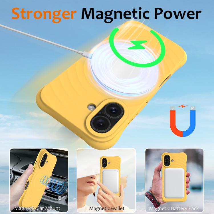 For iPhone 17 Wave Texture MagSafe Magnetic Liquid Silicone Phone Case