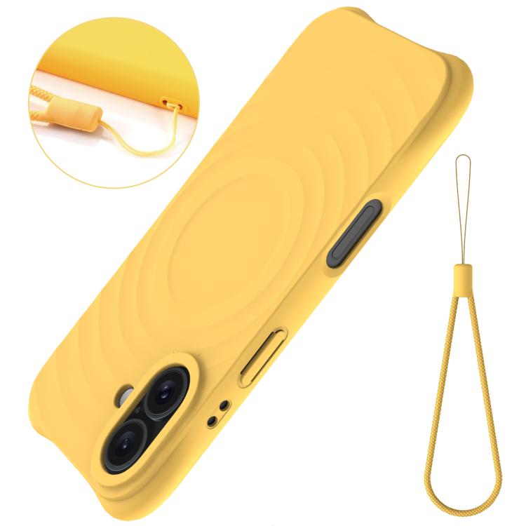 For iPhone 17 Wave Texture MagSafe Magnetic Liquid Silicone Phone Case