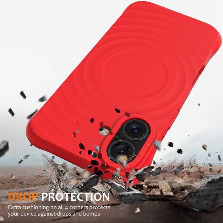 For iPhone 17 Wave Texture MagSafe Magnetic Liquid Silicone Phone Case