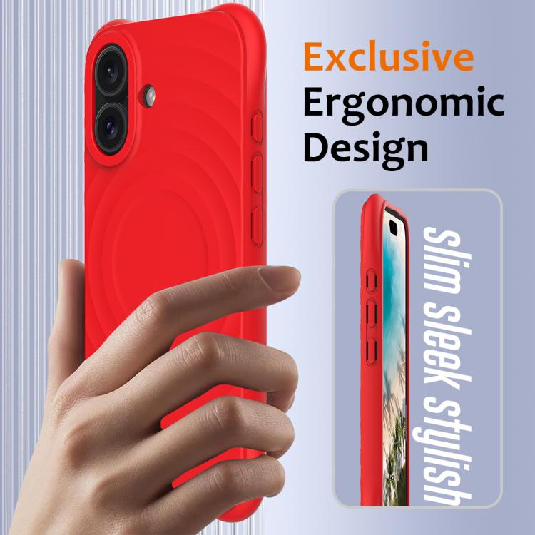 For iPhone 17 Wave Texture MagSafe Magnetic Liquid Silicone Phone Case