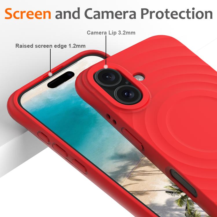 For iPhone 17 Wave Texture MagSafe Magnetic Liquid Silicone Phone Case