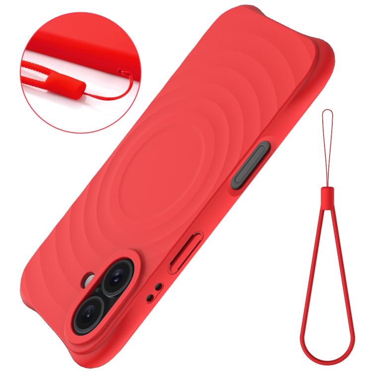 For iPhone 17 Wave Texture MagSafe Magnetic Liquid Silicone Phone Case