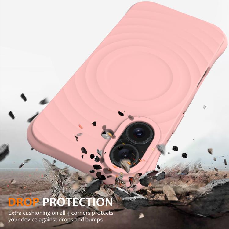 For iPhone 17 Wave Texture MagSafe Magnetic Liquid Silicone Phone Case