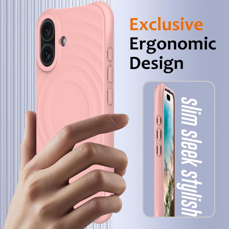 For iPhone 17 Wave Texture MagSafe Magnetic Liquid Silicone Phone Case