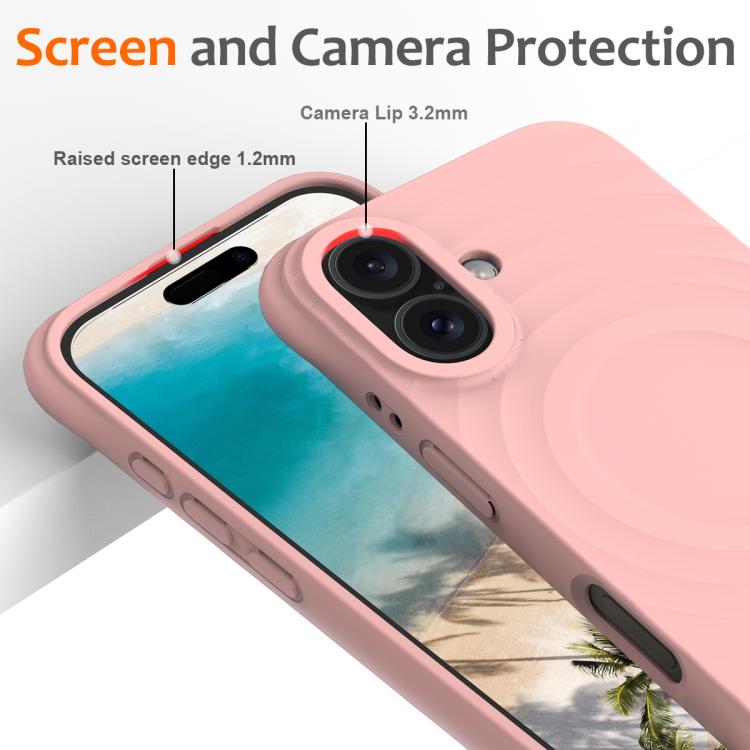 For iPhone 17 Wave Texture MagSafe Magnetic Liquid Silicone Phone Case