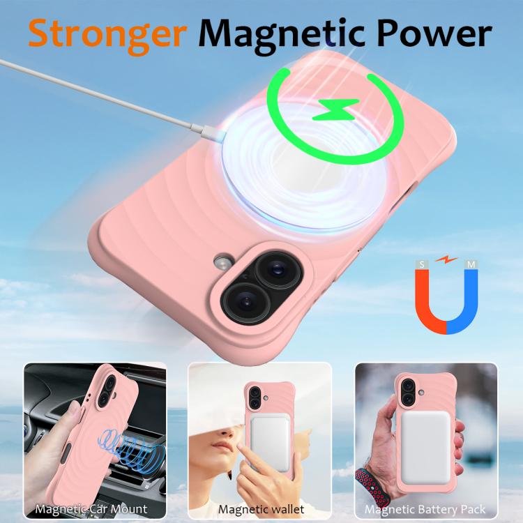 For iPhone 17 Wave Texture MagSafe Magnetic Liquid Silicone Phone Case