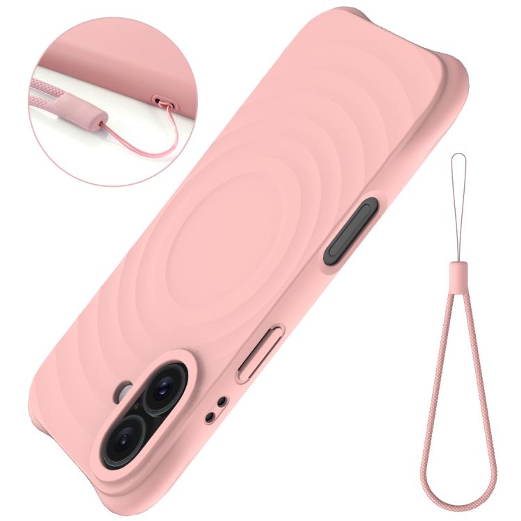 For iPhone 17 Wave Texture MagSafe Magnetic Liquid Silicone Phone Case