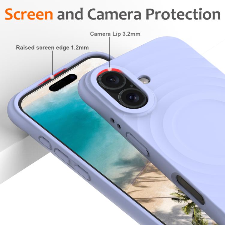 For iPhone 17 Wave Texture MagSafe Magnetic Liquid Silicone Phone Case