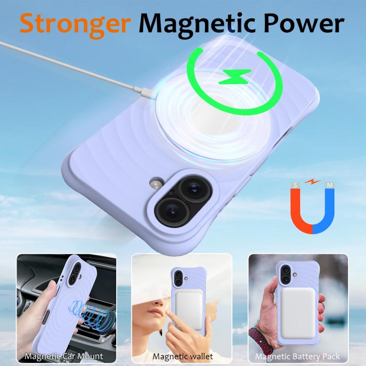 For iPhone 17 Wave Texture MagSafe Magnetic Liquid Silicone Phone Case