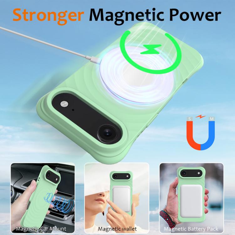 For iPhone Air Wave Texture MagSafe Magnetic Liquid Silicone Phone Case