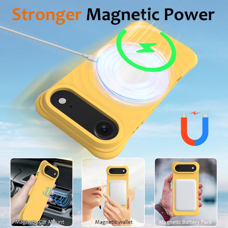 For iPhone Air Wave Texture MagSafe Magnetic Liquid Silicone Phone Case