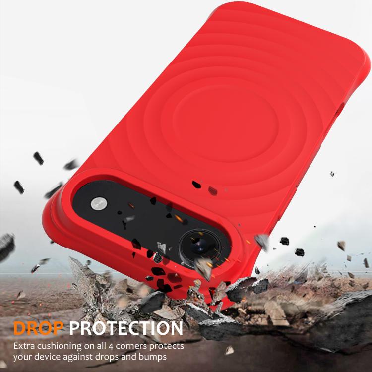 For iPhone Air Wave Texture MagSafe Magnetic Liquid Silicone Phone Case
