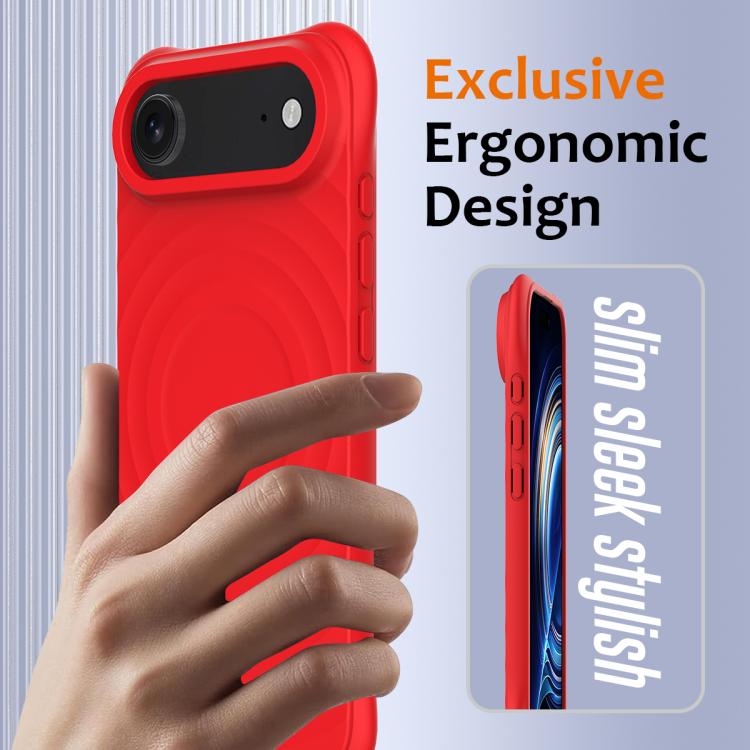 For iPhone Air Wave Texture MagSafe Magnetic Liquid Silicone Phone Case