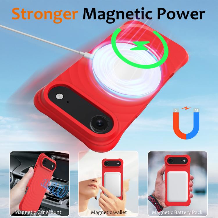 For iPhone Air Wave Texture MagSafe Magnetic Liquid Silicone Phone Case