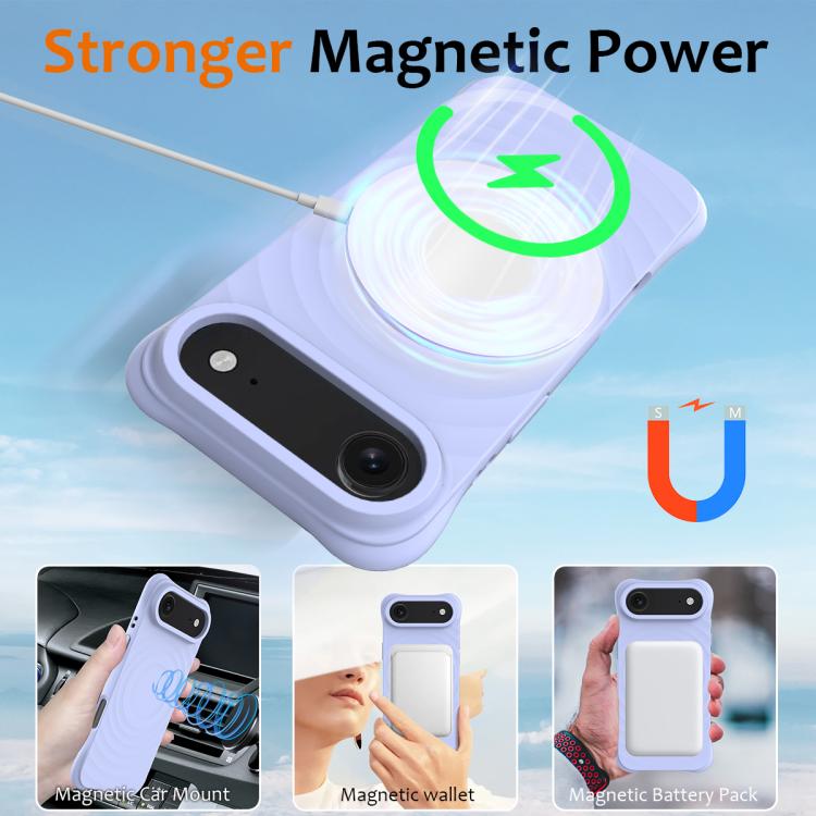 For iPhone Air Wave Texture MagSafe Magnetic Liquid Silicone Phone Case