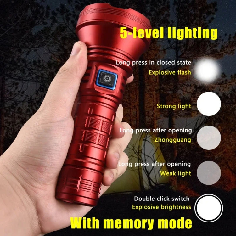 812-BT90 50W Spotlight 3000LM USB Rechargeable LED Flashlight - Black