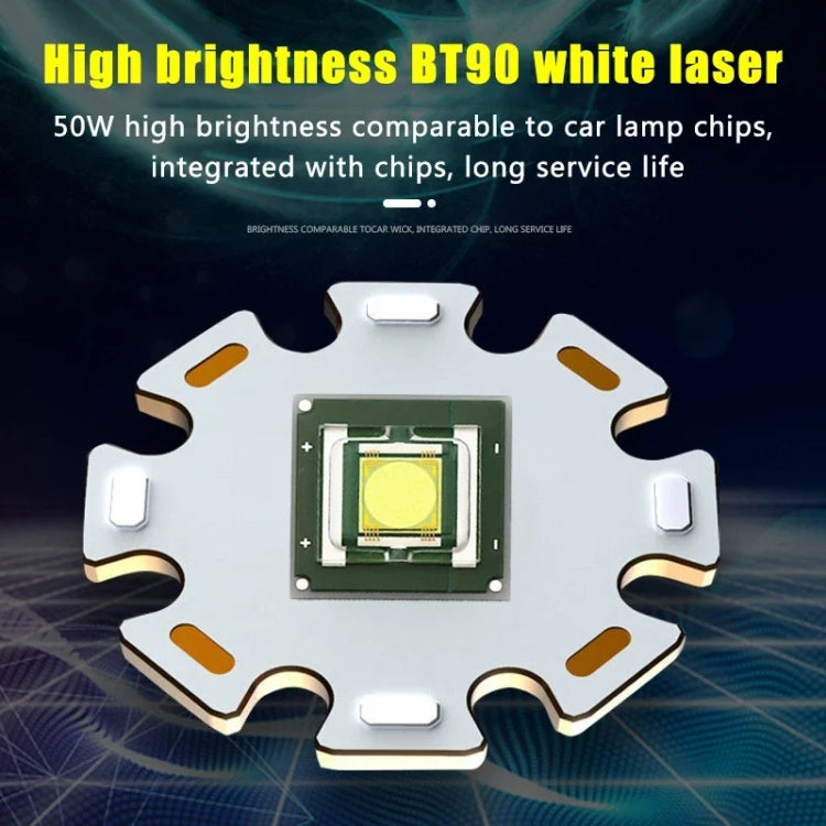 812-BT90 50W Spotlight 3000LM USB Rechargeable LED Flashlight - Black