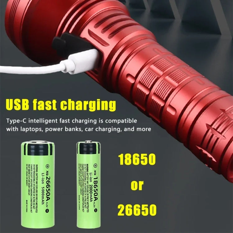 812-BT90 50W Spotlight 3000LM USB Rechargeable LED Flashlight - Black