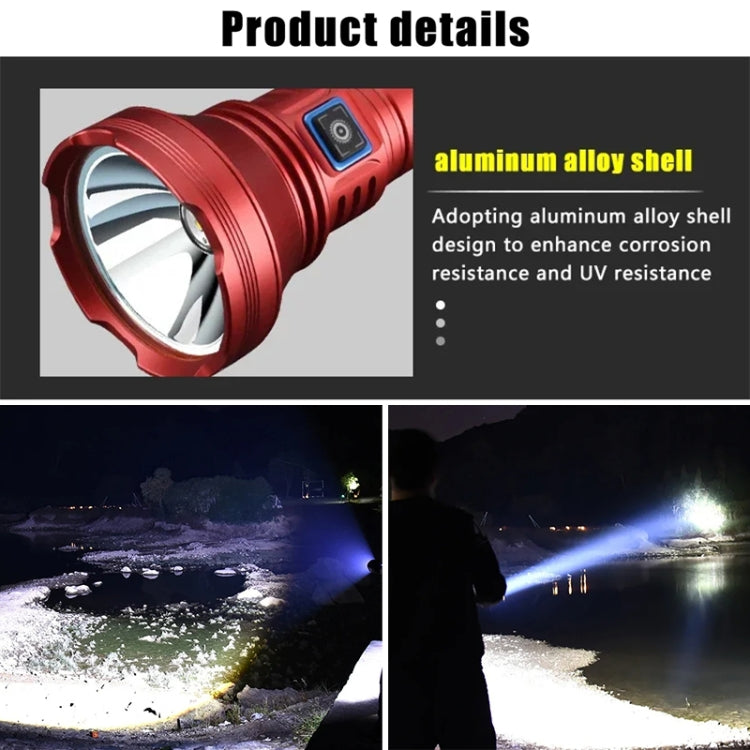 812-BT90 50W Spotlight 3000LM USB Rechargeable LED Flashlight - Black