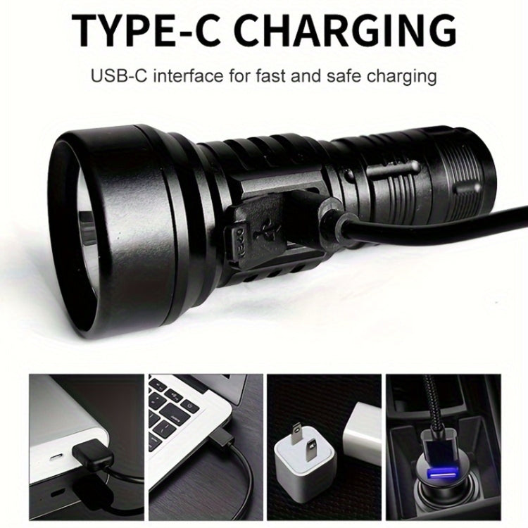 819 T20 1000LM USB Rechargeable LED Flashlight Not Battery - Black