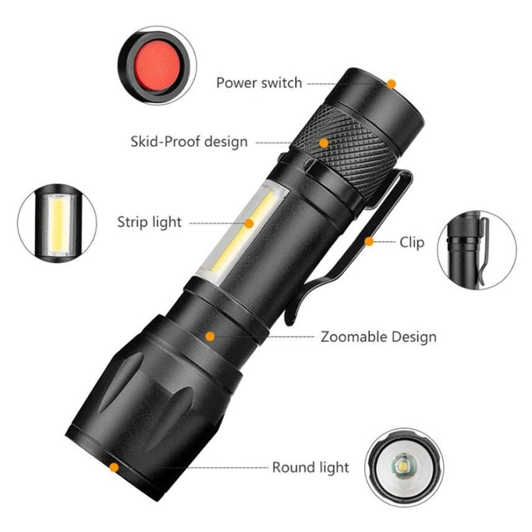 A10 Mini 395nm Ultraviolet Ray Detection Lamp COB Flashlight - Black