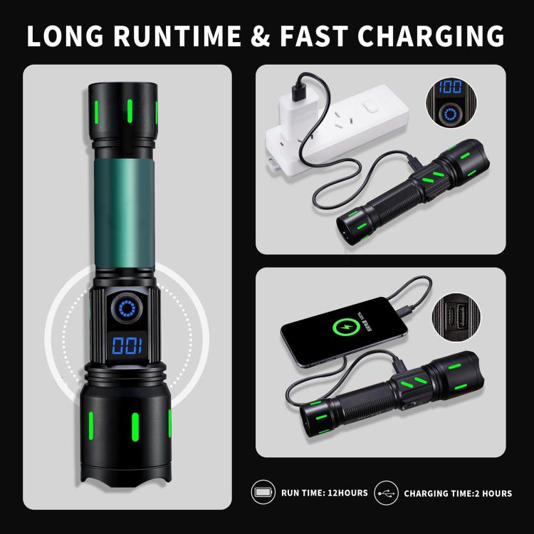 A800 20W Spotlight 2000LM USB Rechargeable LED Flashlight - Black