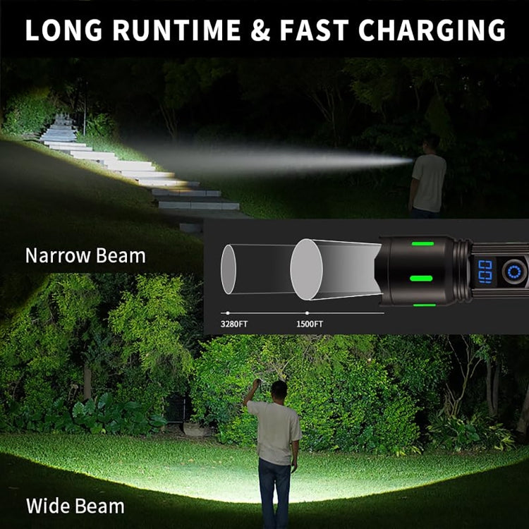 A800 20W Spotlight 2000LM USB Rechargeable LED Flashlight - Black